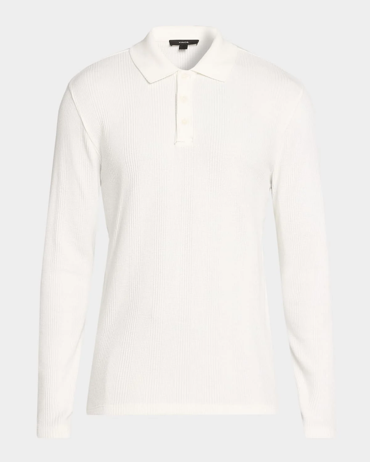 Men's Long-Sleeve Textured Polo Shirt - 1