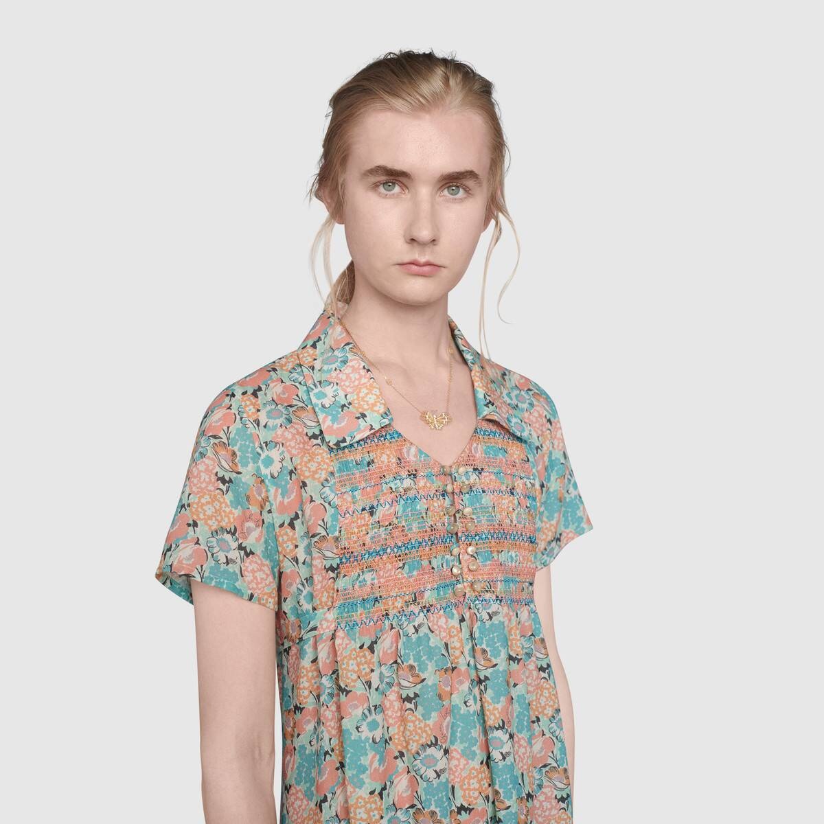 Gucci Liberty floral wool long shirt - 5