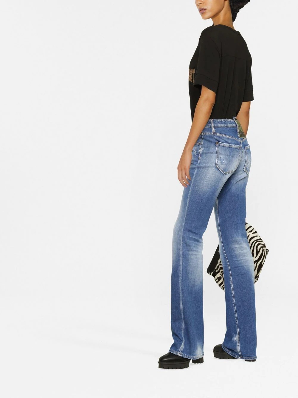 logo-patch bootcut jeans - 3