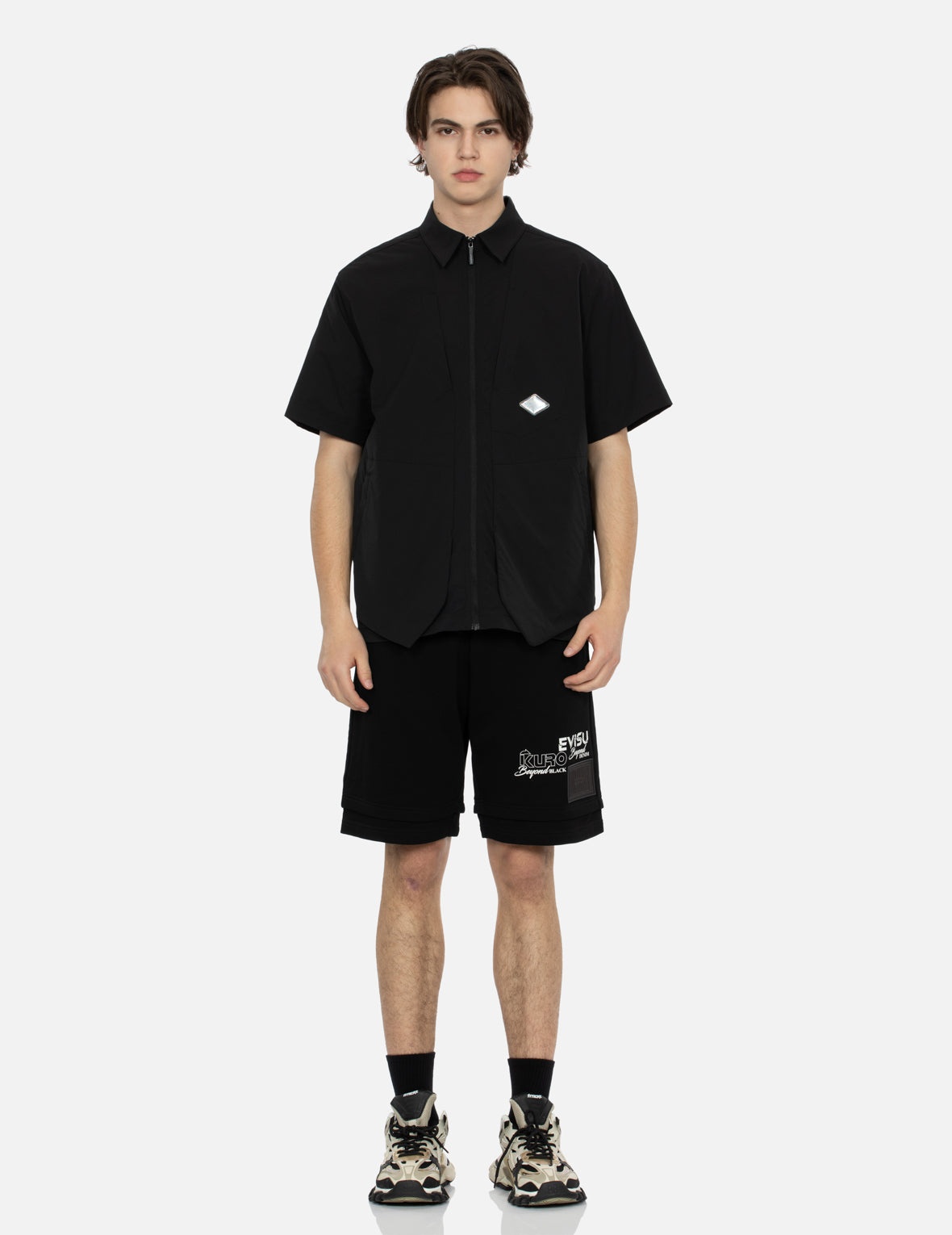 Multi Branding Regular Fit Layered Sweat Shorts - 5