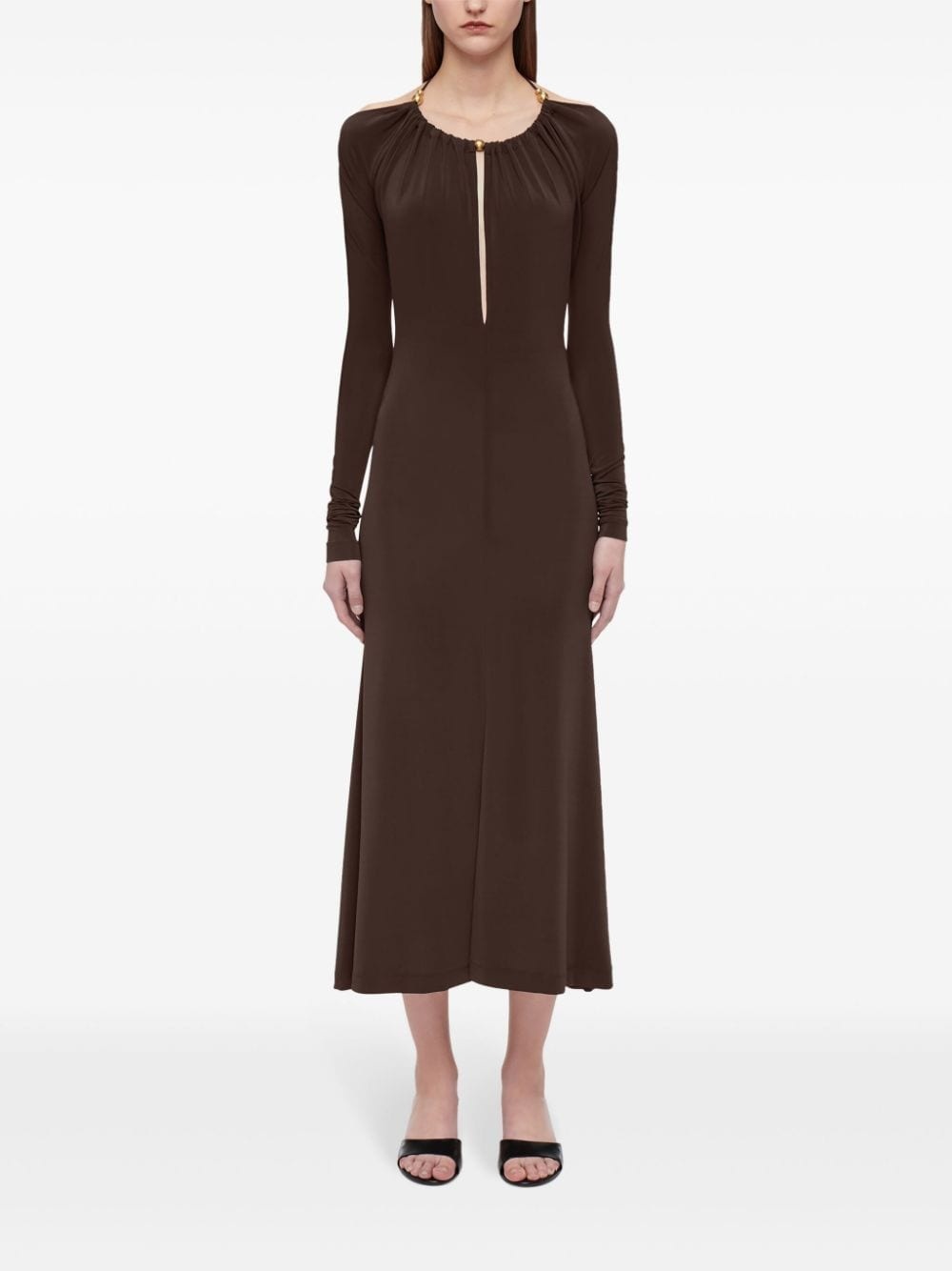 open-back crepe maxi dress - 2