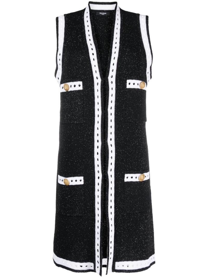 V-neck contrasting-border cardigan 1