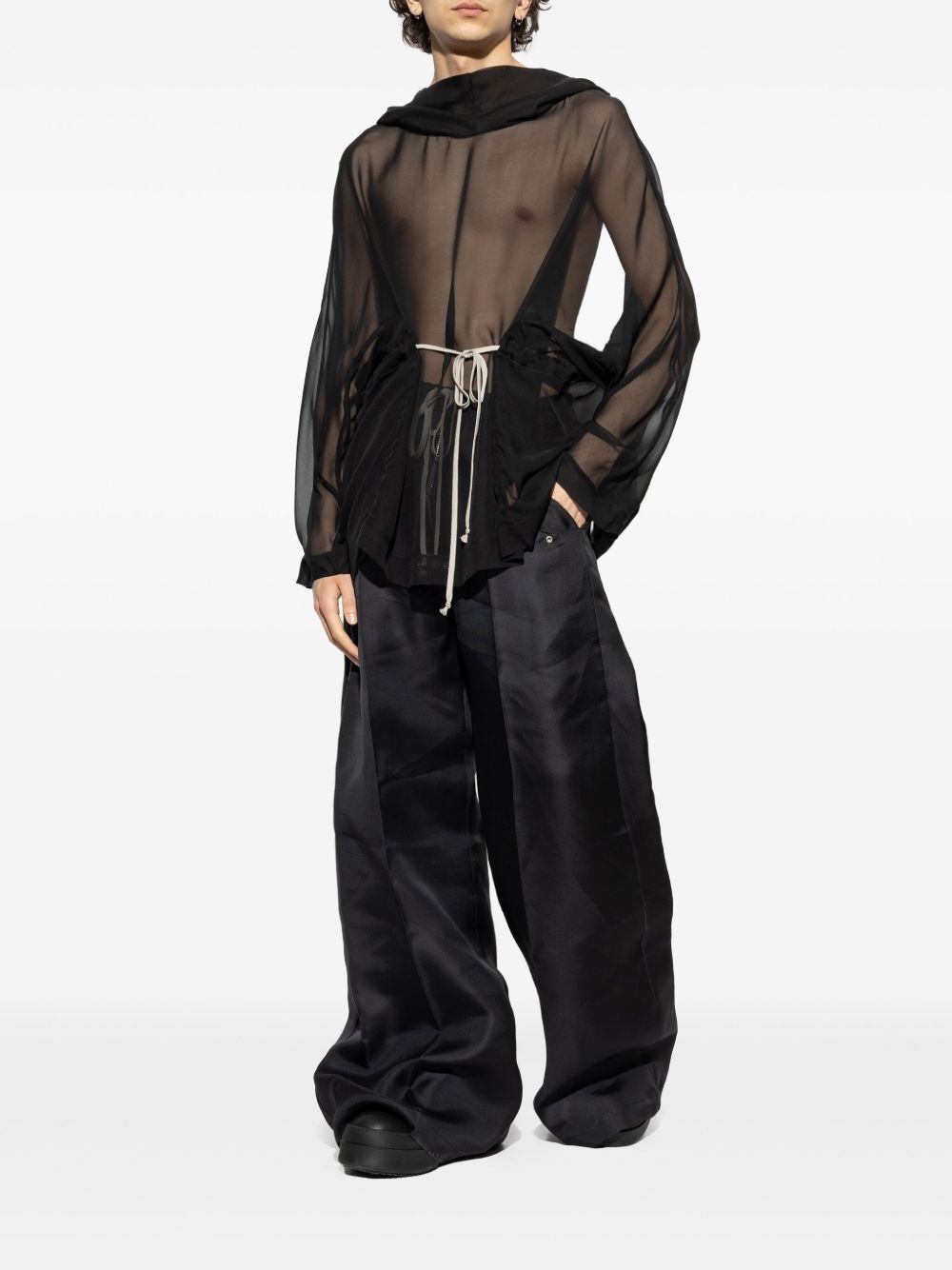 semi-sheer silk hoodie - 2