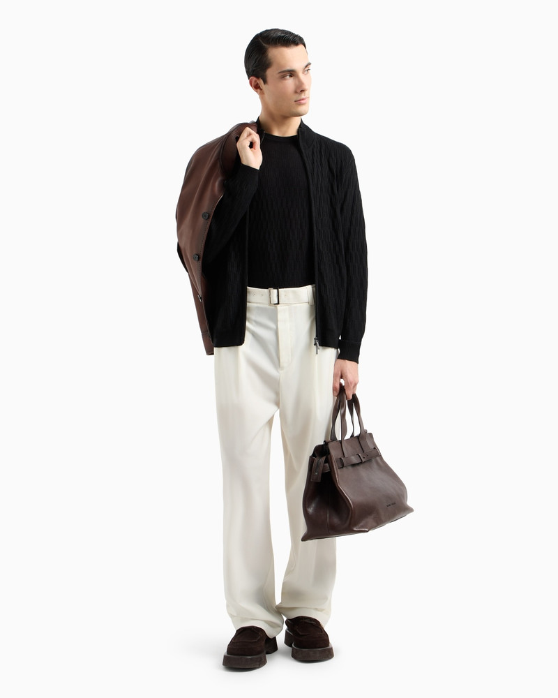 EMPORIO ARMANI ASV LYOCELL-BLEND FULL-ZIP TEXTURED CARDIGAN outlook