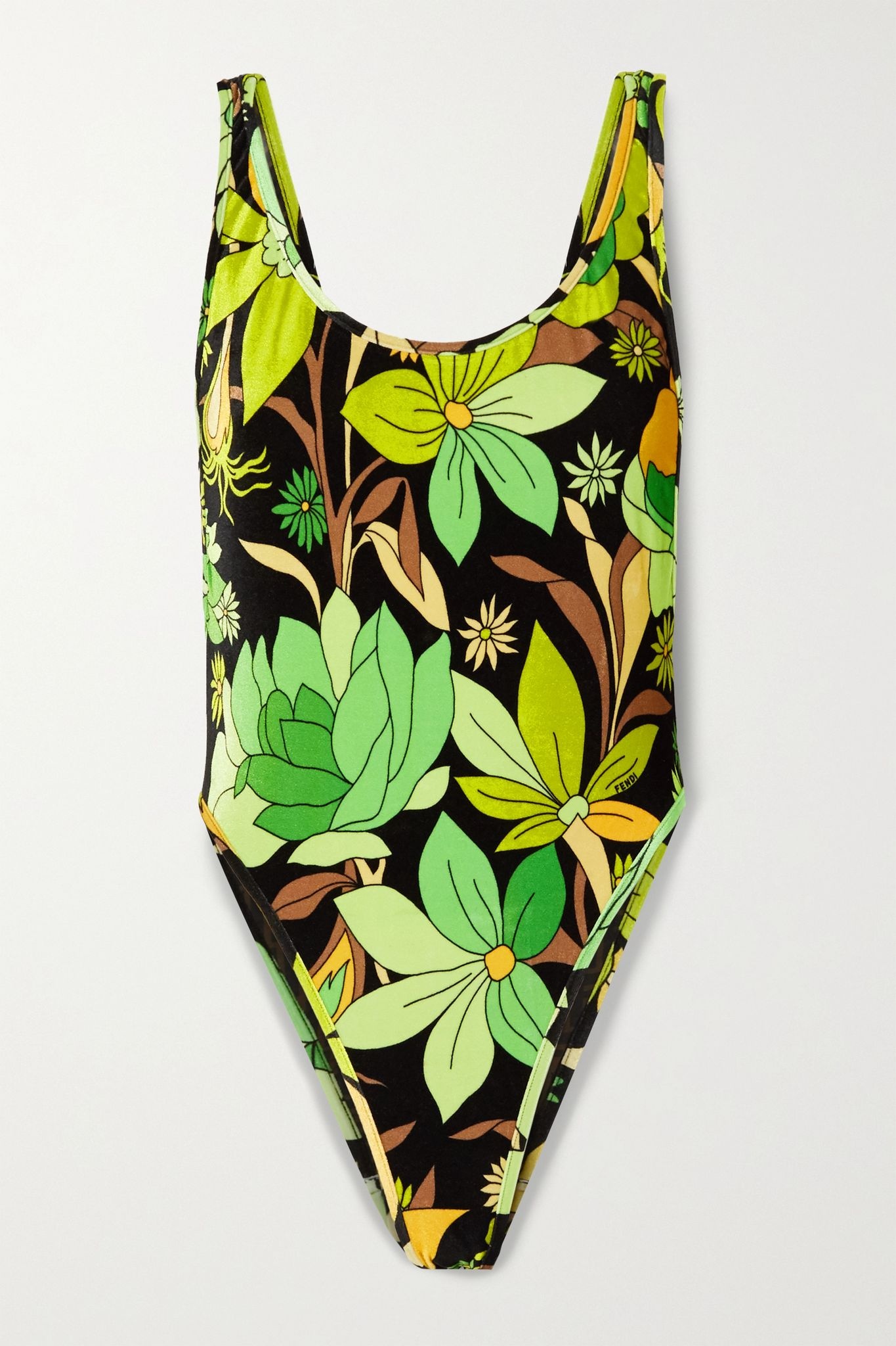 Reversible printed stretch-chenille swimsuit - 1