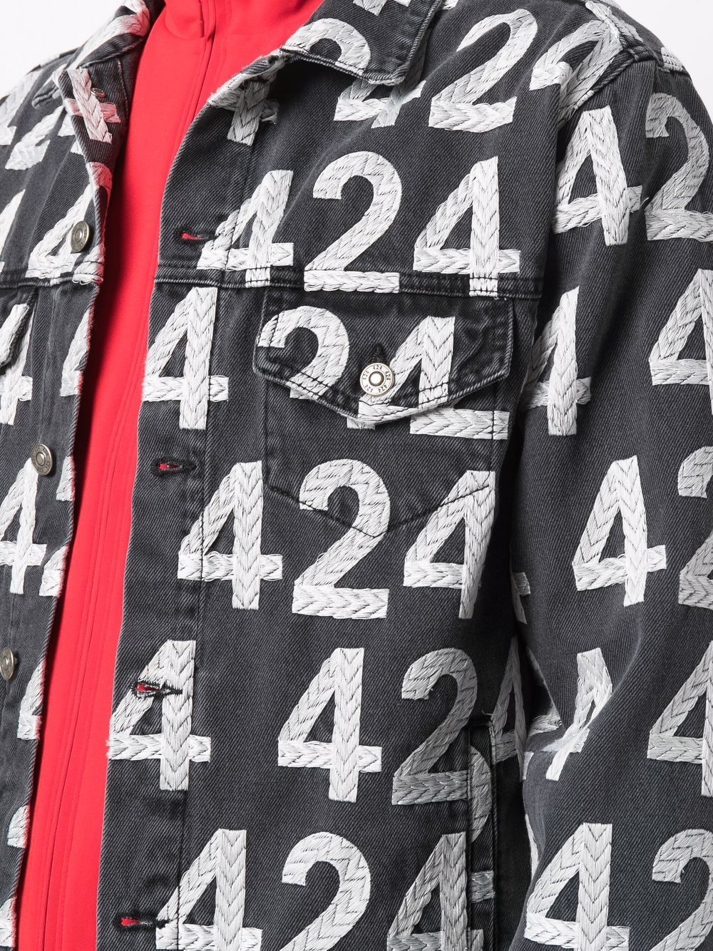 logo-print cotton-blend denim jacket - 5
