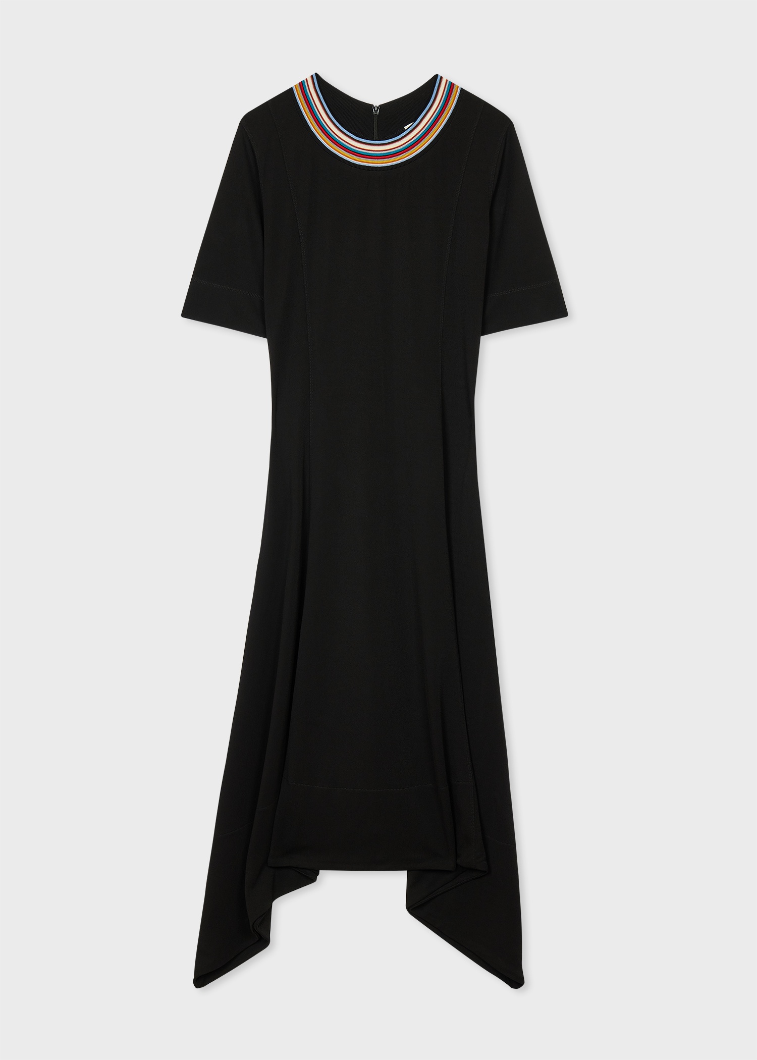 Women's Black Jersey Hanky Hem Dress - 1