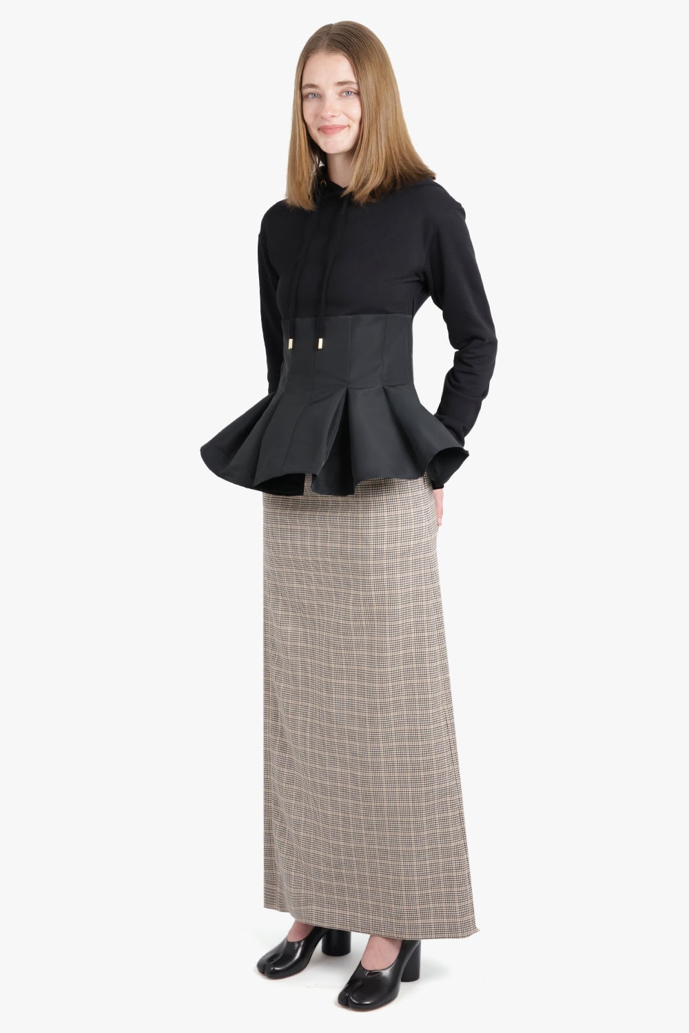CHECK PRINT STRAIGHT MAXI SKIRT | BEIGE - 7