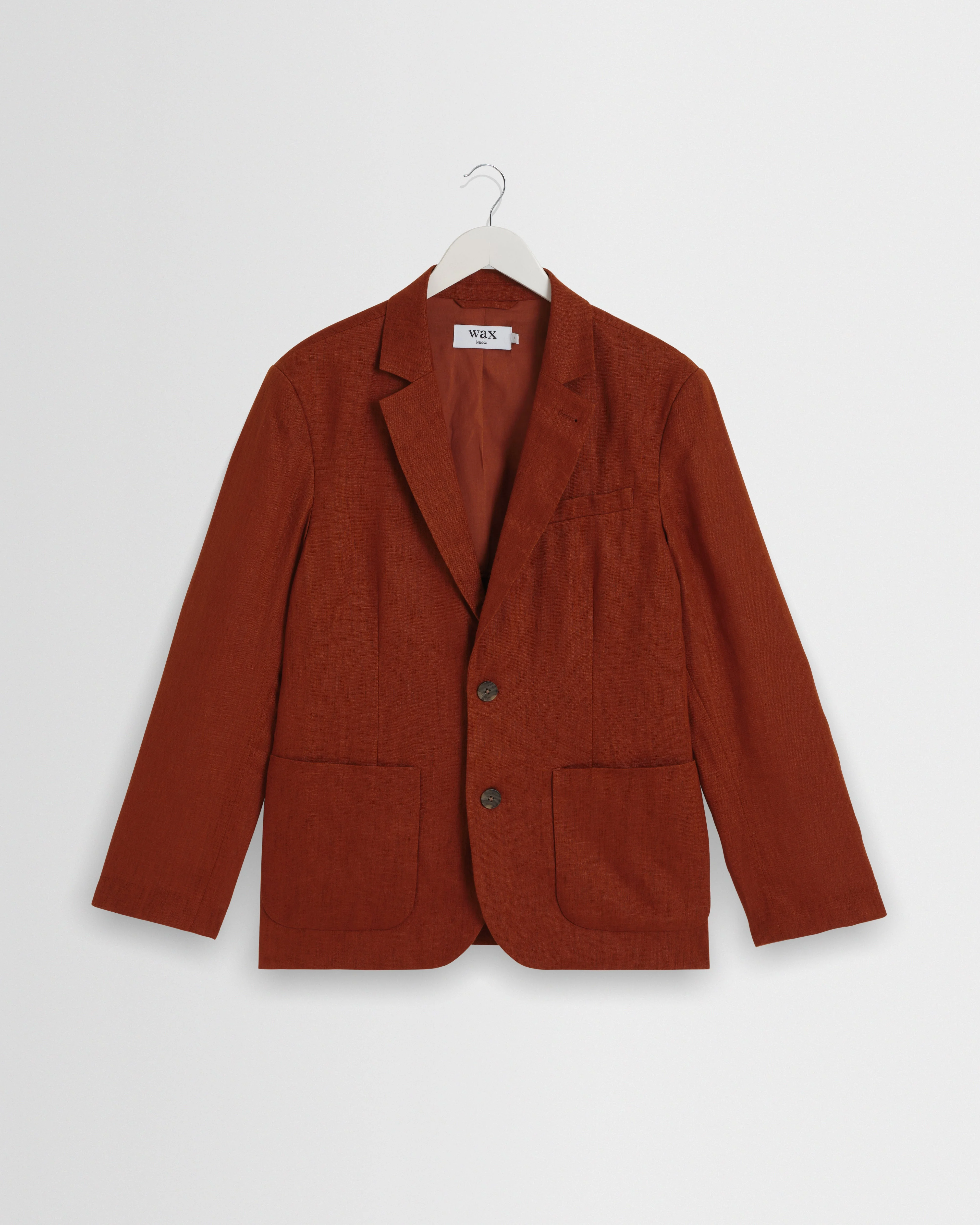 Fintry - Rust Linen Single-Breasted Blazer - 1