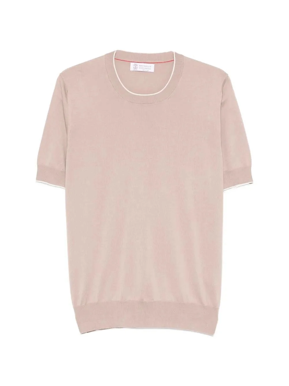 Brunello Cucinelli Men Cotton Lightweight Knit T-Shirt With Contrast Details - 1