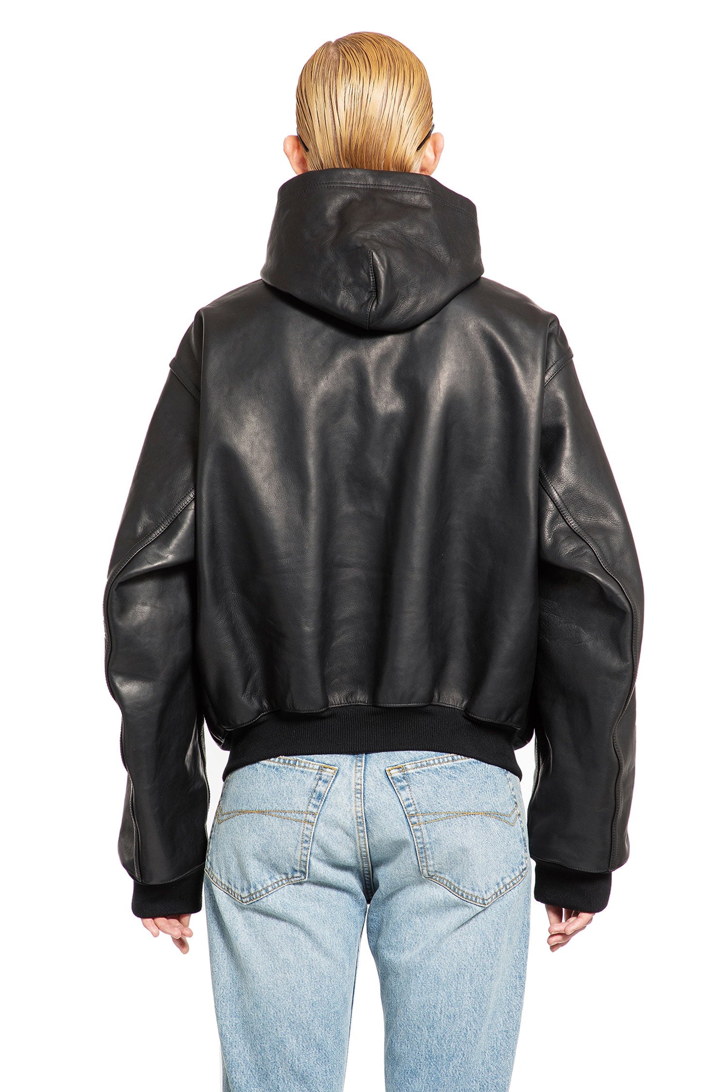 ジャケット・アウター garedia pig leather hoodie size M Gsywaipei Men's Loose Leather Jacket Zipper Motorcycle Biker