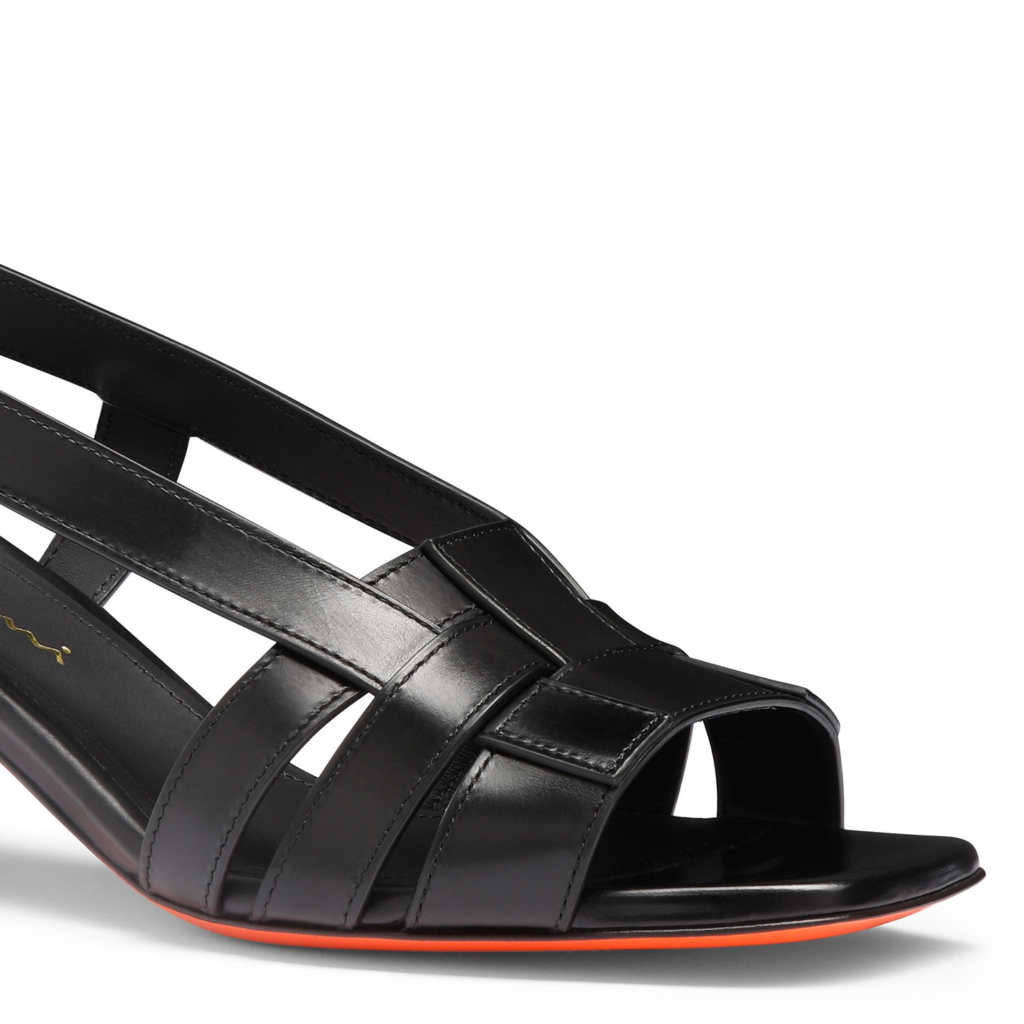 Women's black leather mid-heel Beyond sandal - 6
