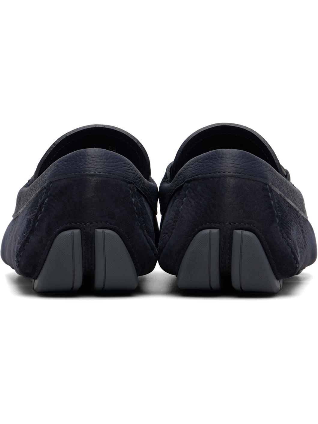 Navy Gancini Ornament Driver Loafers - 2