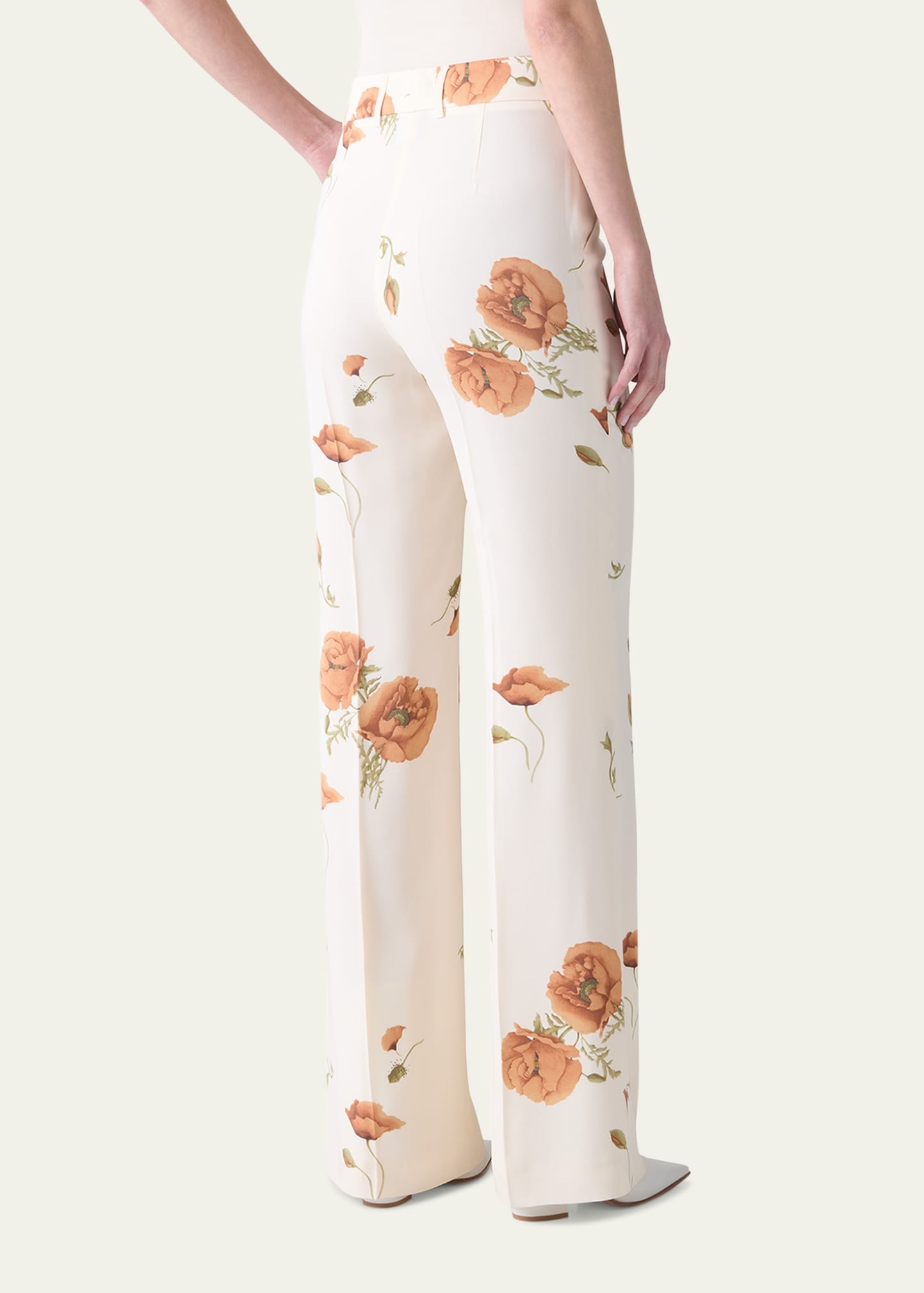 Florine Anemone Print Wide Leg Silk Crepe Pants - 3