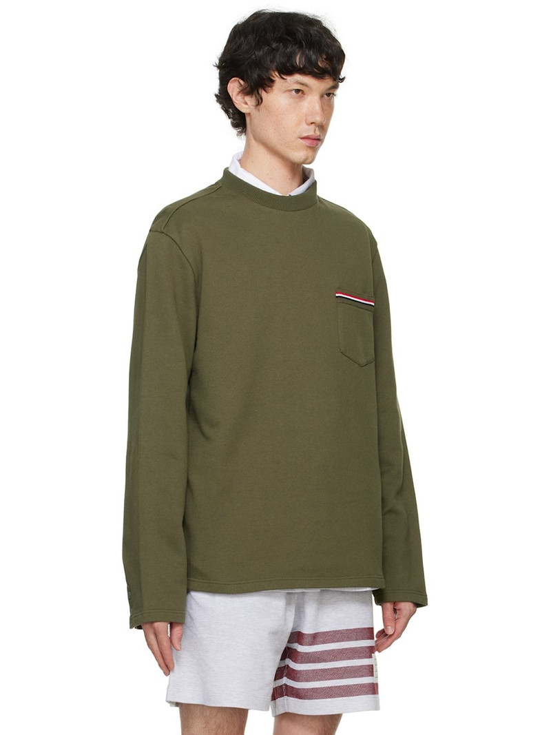 Thom Browne Khaki Oversized RWB Chest Pocket Sweatshirt outlook