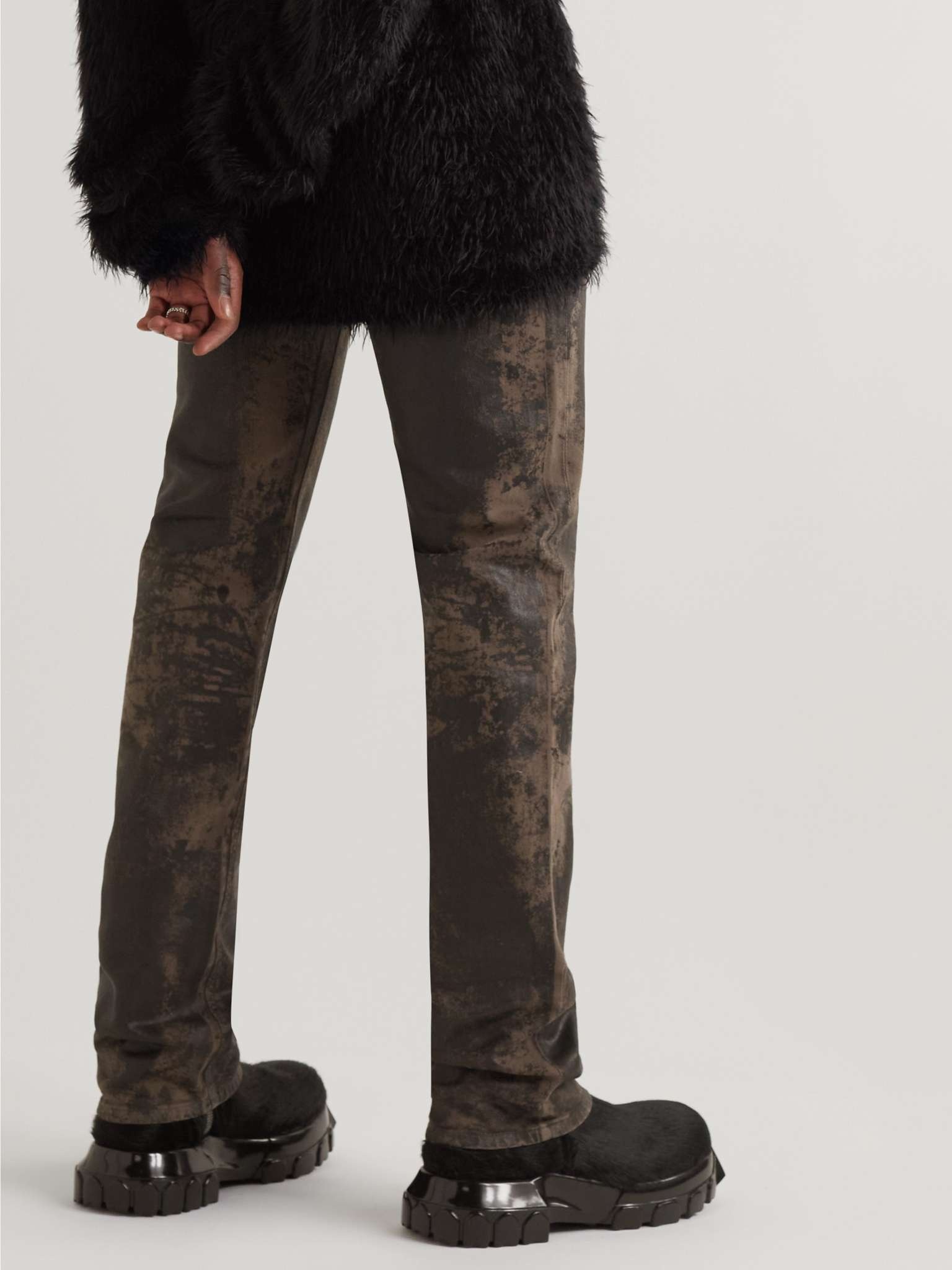 Straight-Leg Textured Coated Jeans - 4