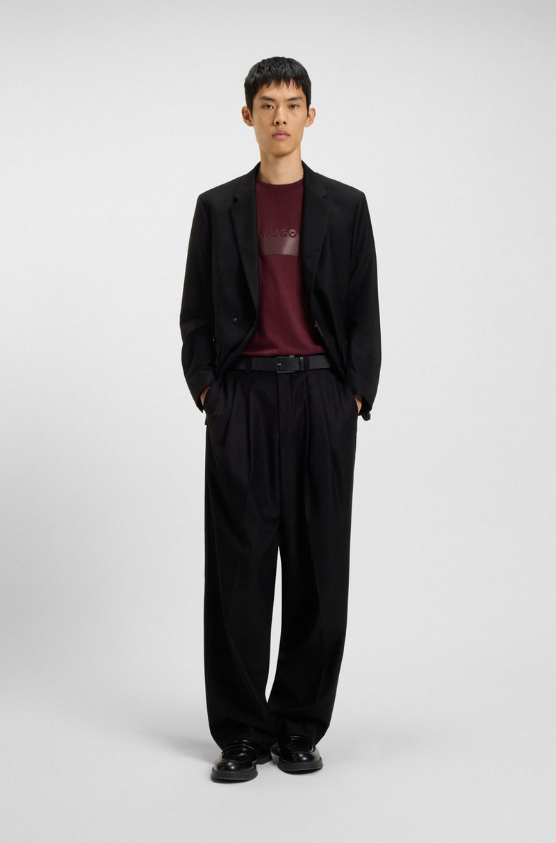 HUGO COTTON JERSEY T-SHIRT WITH MIXED-PRINT LOGO outlook