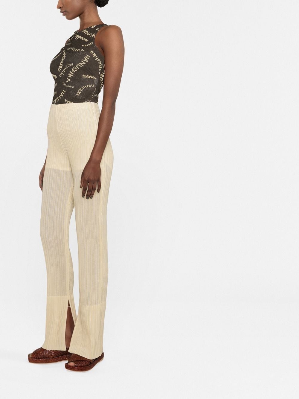 high-waisted straight-leg trousers - 4