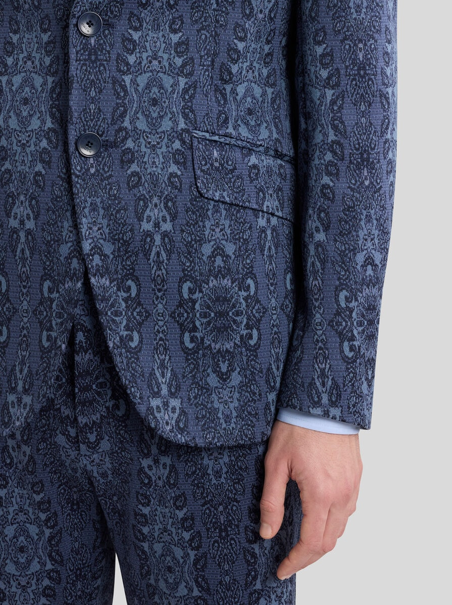 PRINTED COTTON-BLEND JERSEY BLAZER - 2