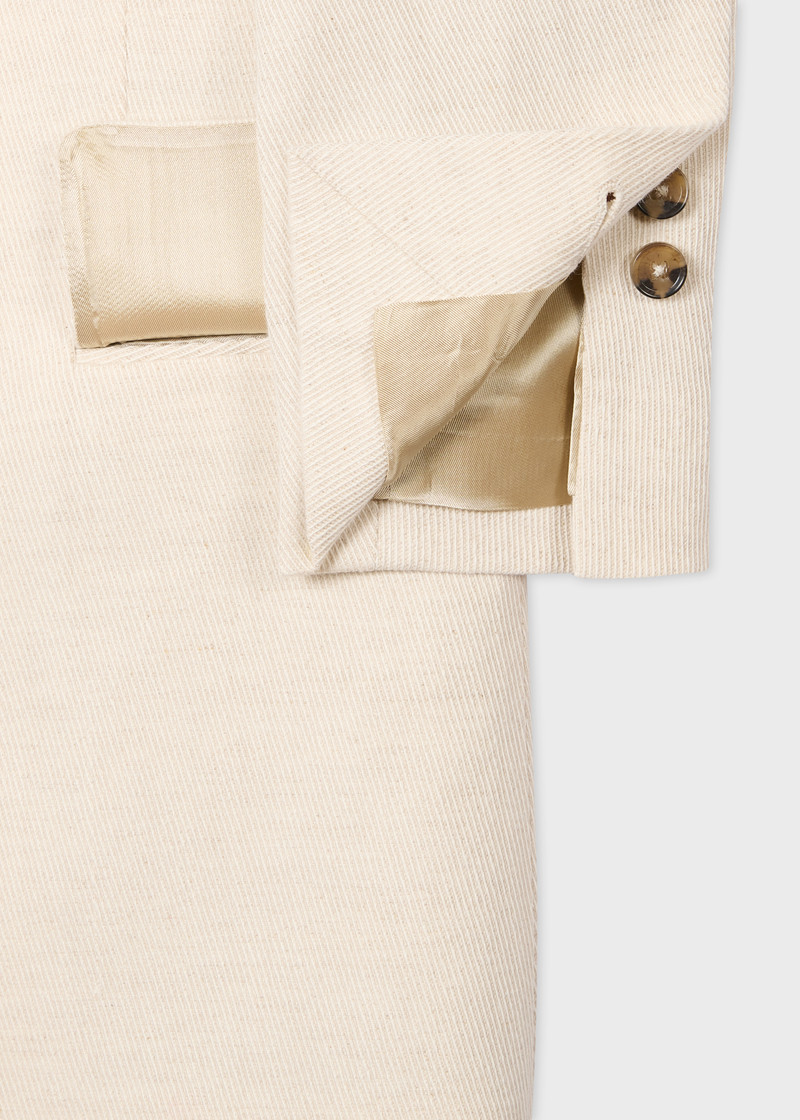 Women's Cream Cotton-Linen Double-Breasted Blazer 3