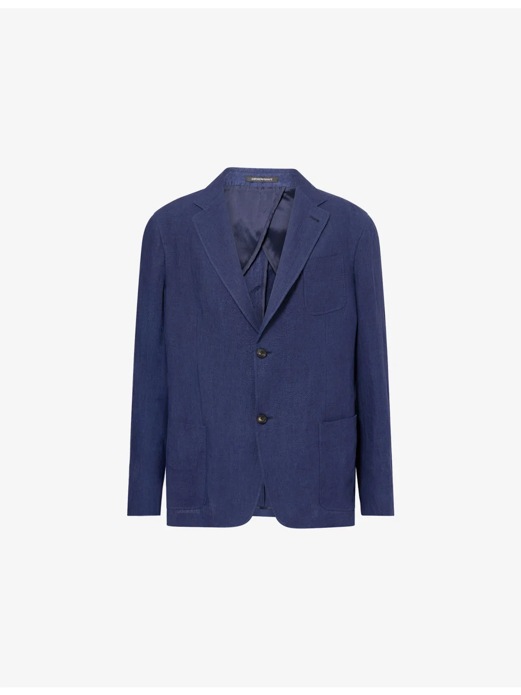 Single-Breasted Two-Button Linen Blazer - 1