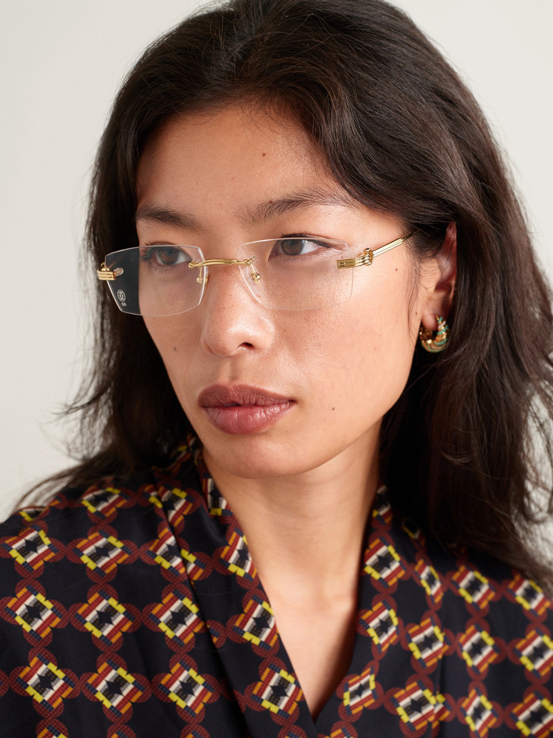 Cartier Première De Cartier Rimless Rectangle-frame Gold-tone Optical Glasses outlook