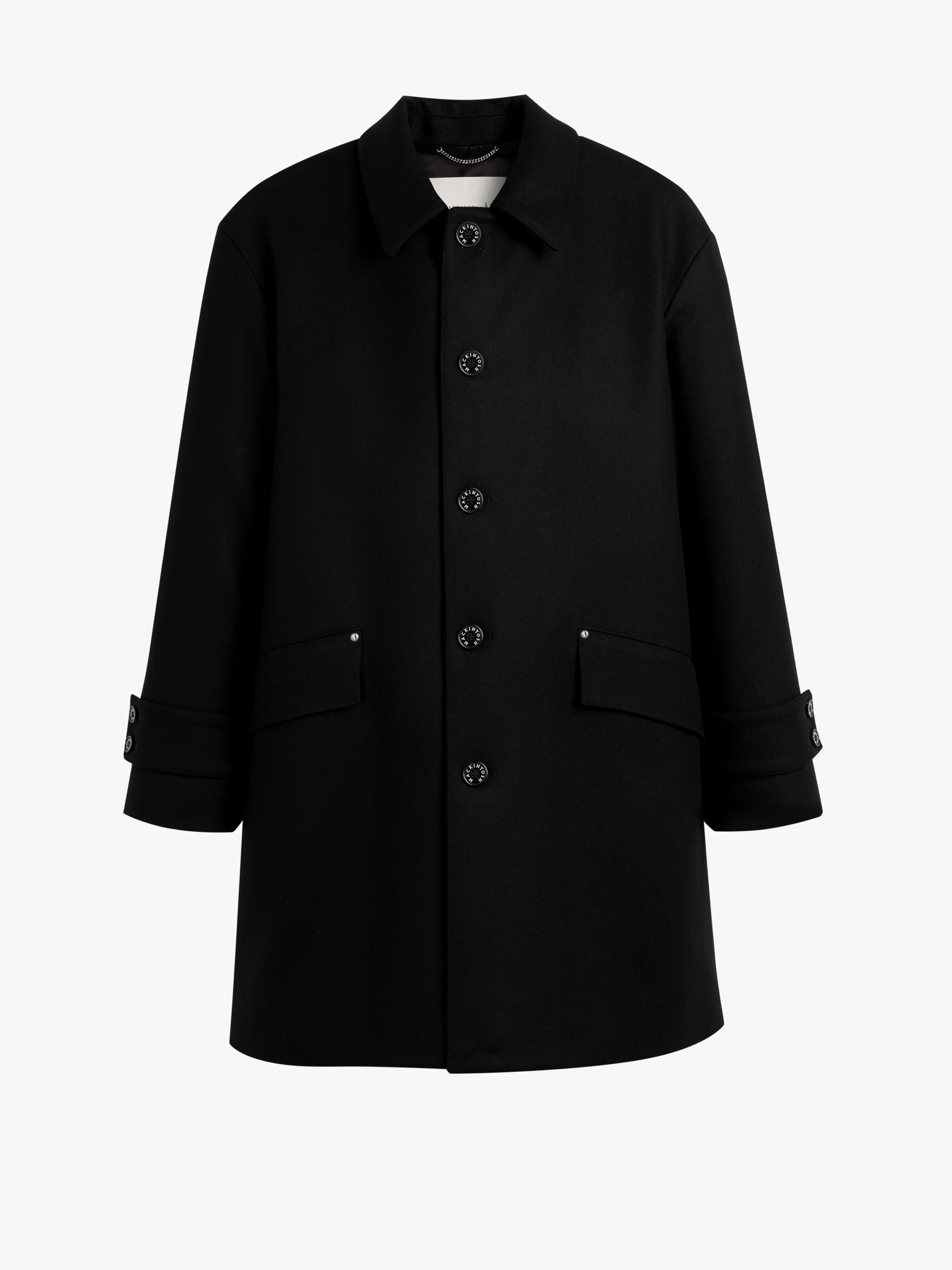 HUMBIE BLACK WOOL OVERCOAT - 1