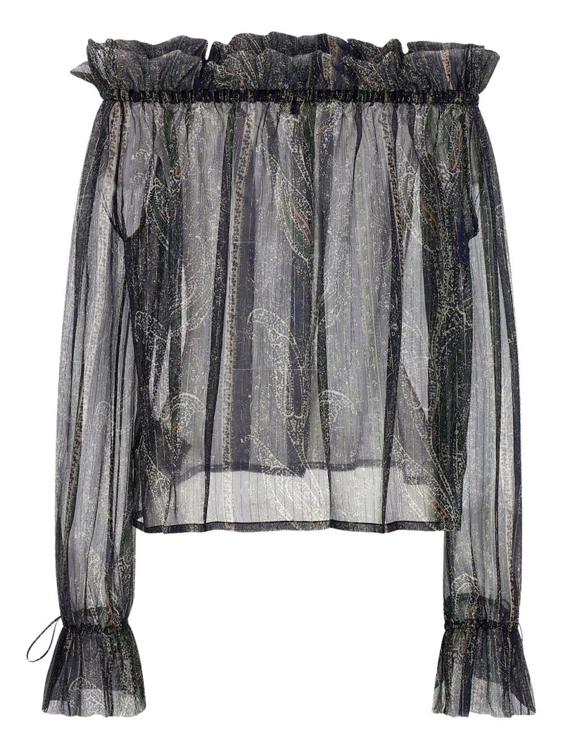 SAINT LAURENT lurex-detail blouse outlook