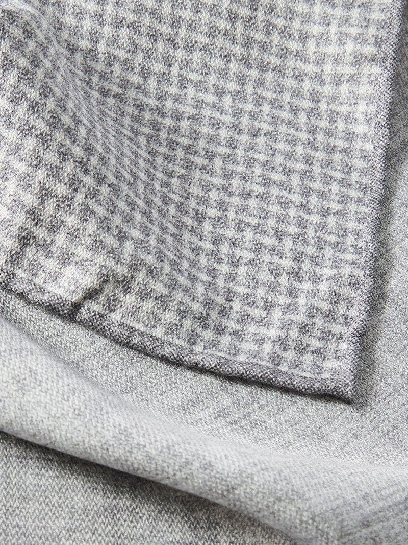 Checked Silk-Jacquard Pocket Square Gray 3