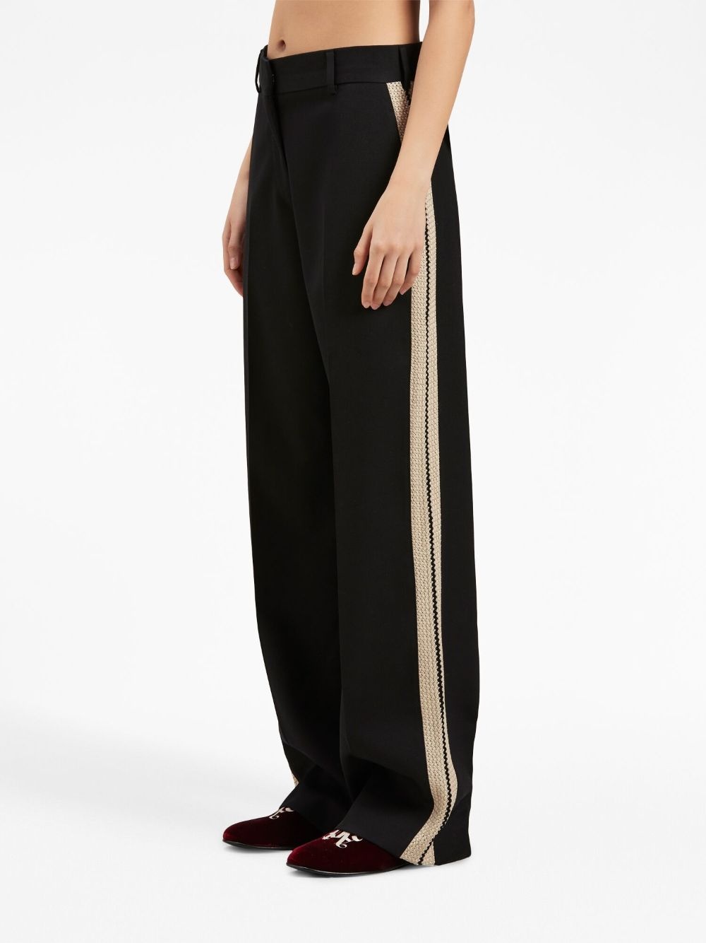 knit-tape straight trousers - 4