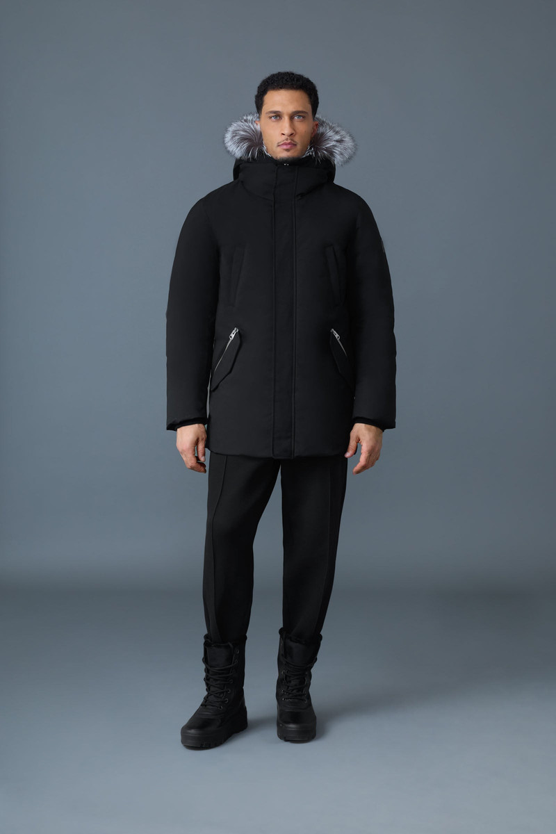 MACKAGE EDWARD 2-in-1 down parka with hooded bib and silver fox fur outlook