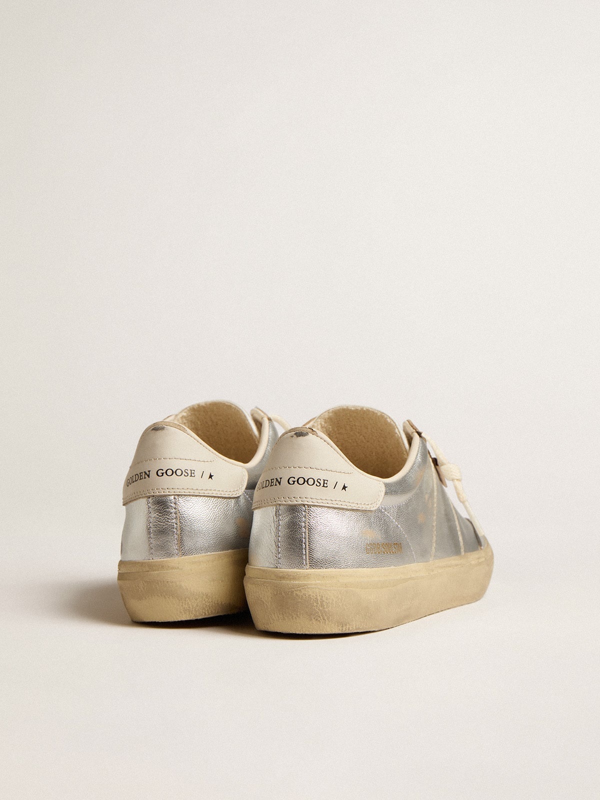 Soul Star in metallic silver leather with white leather heel tab - 4