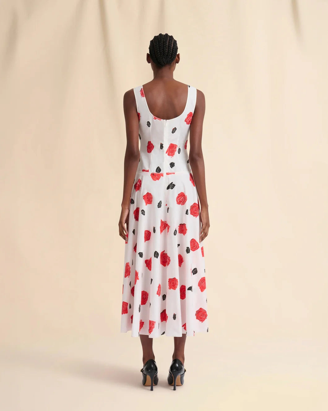 WHITE POPLIN BUSTIER DRESS WITH IRIS PRINT - 3