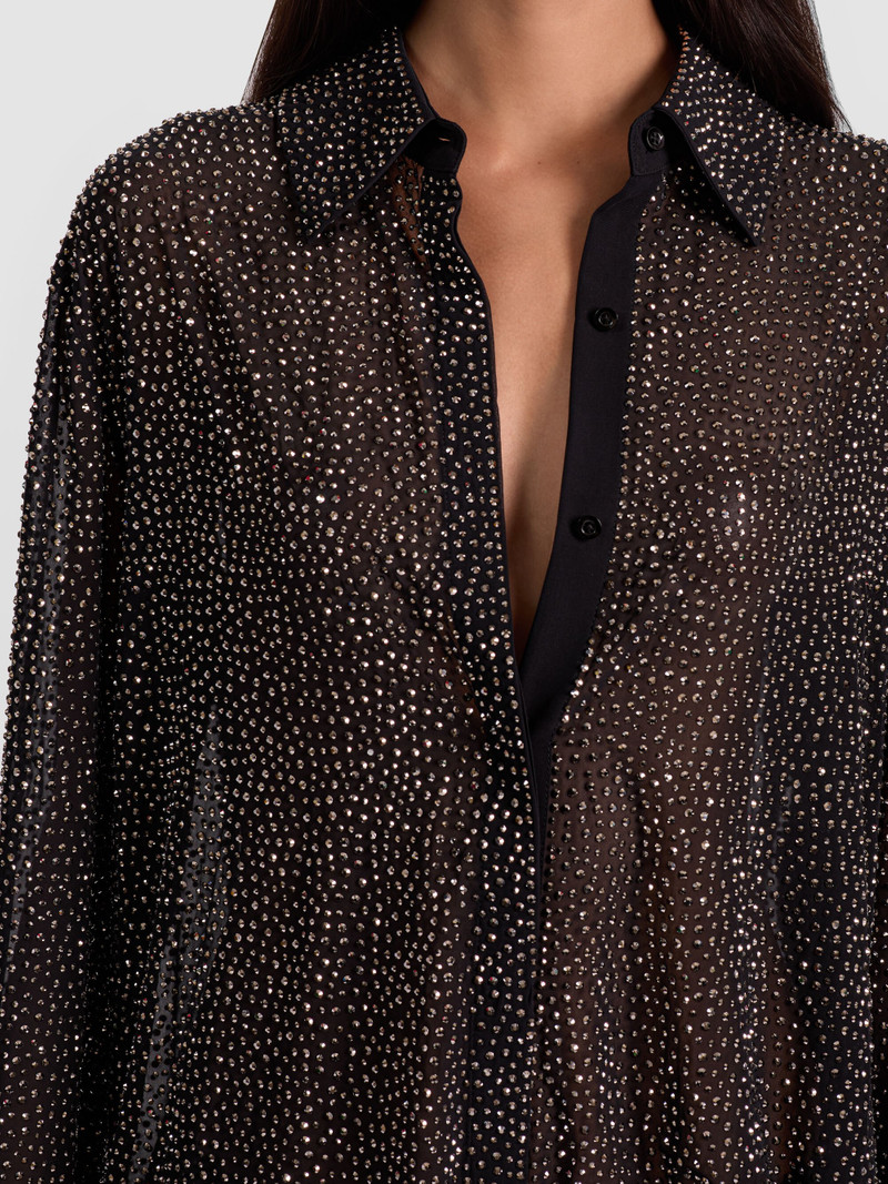 FINELY EMBELLISHED OVERSIZED BUTTON DOWN 4