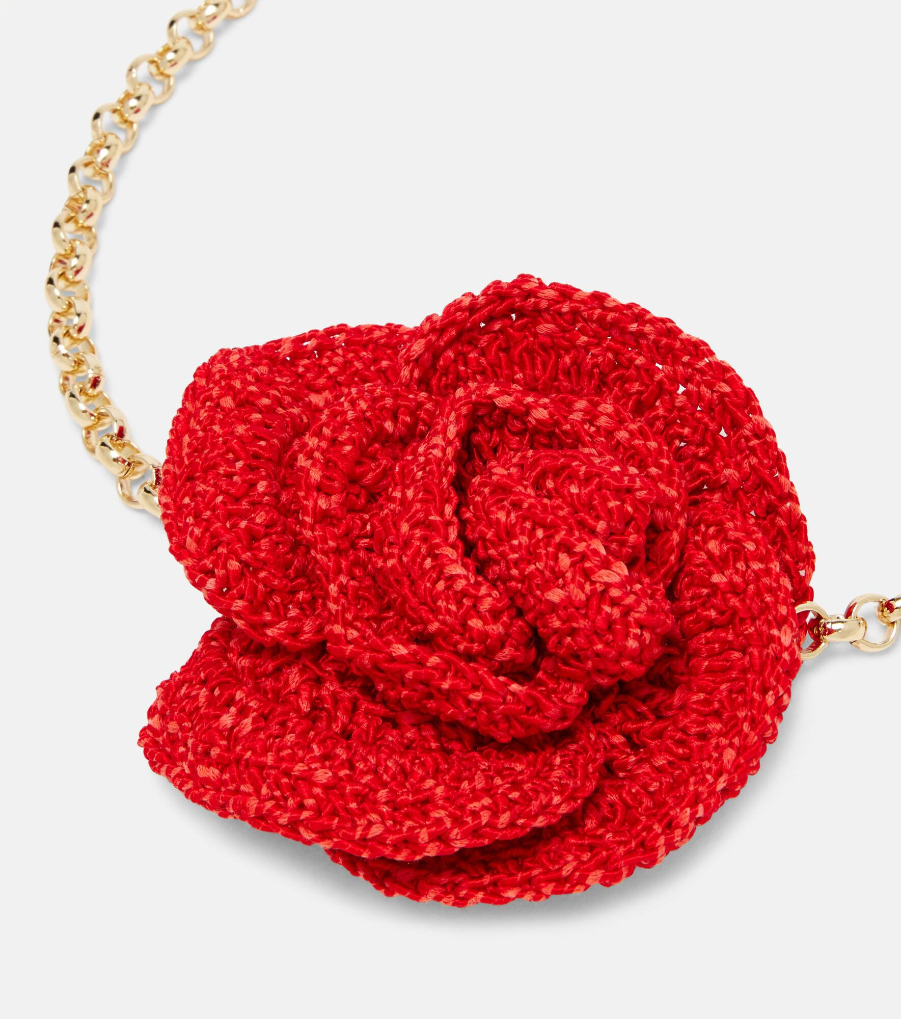 Crochet floral-appliqué gold-plated necklace - 2