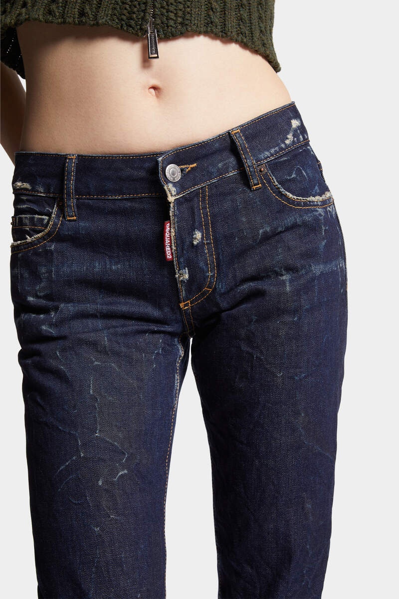 DARK CRINKLE WASH MEDIUM WAIST JENNIFER JEANS - 5