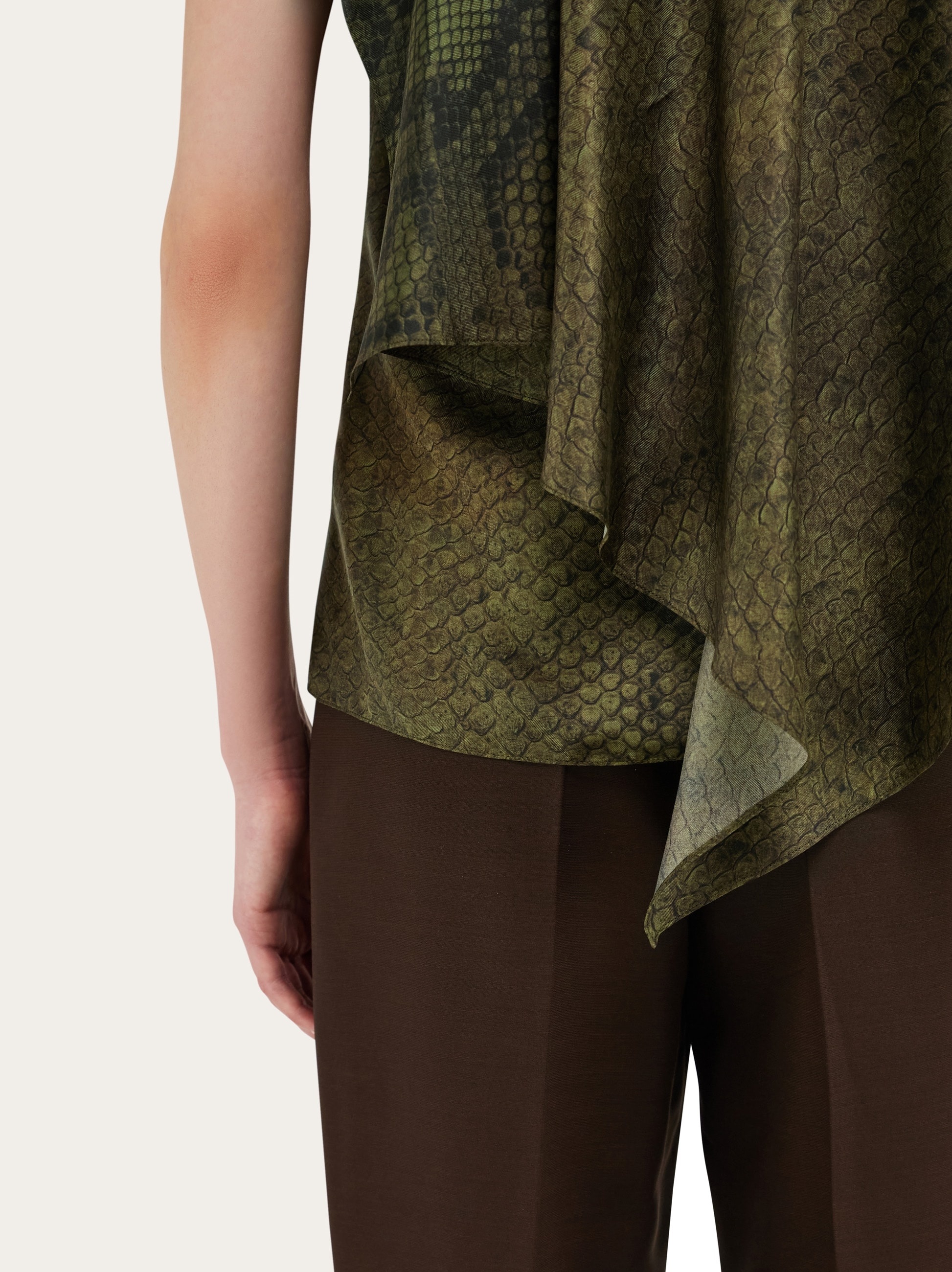 Python print silk shirt with cape detail - 9