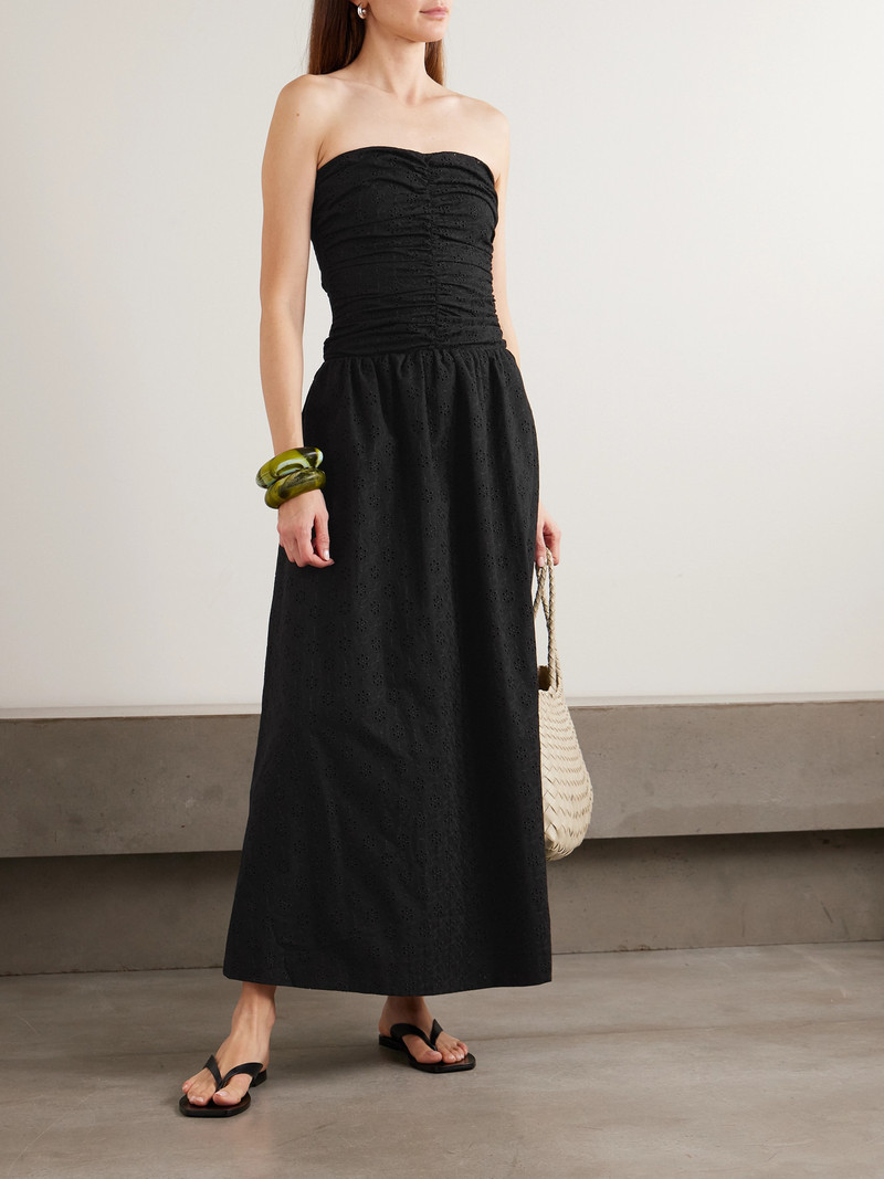FAITHFULL Lia Strapless Ruched Broderie Anglaise Maxi Dress outlook