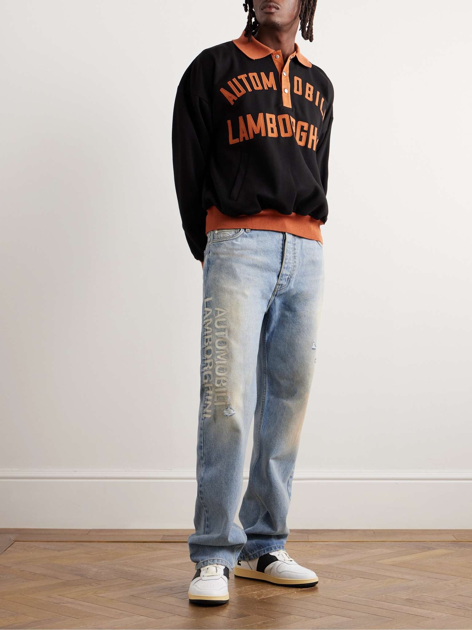 + Lamborghini Straight-Leg Printed Distressed Jeans - 2