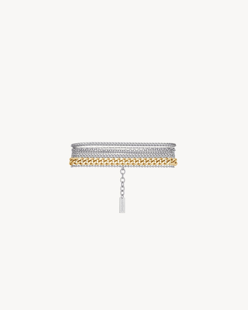 SAINT LAURENT MULTI-CHAIN BRACELET IN 18K GREY GOLD AND 18K YELLOW GOLD outlook