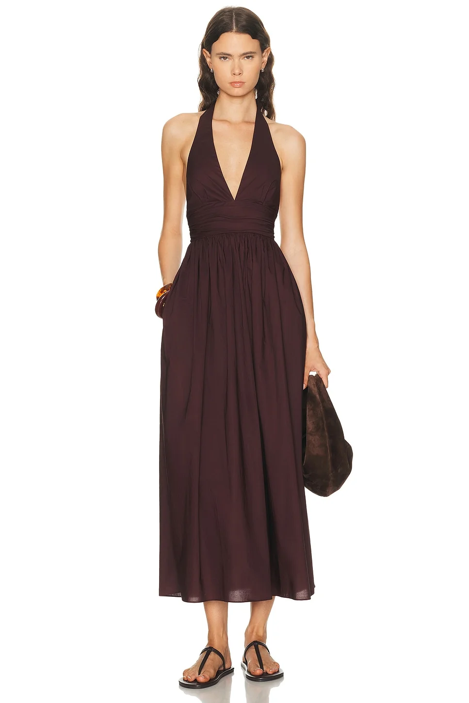 Plunge Halter Dress - 1