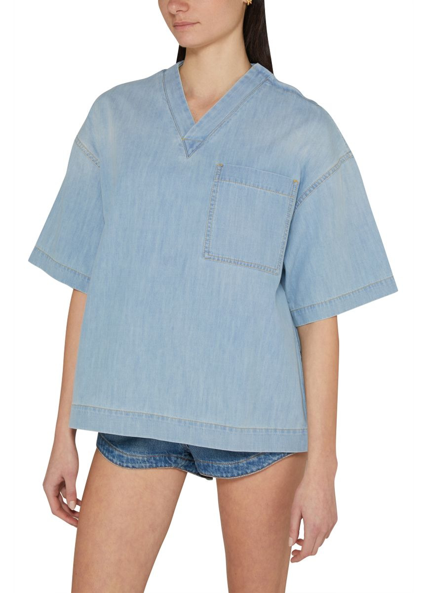Slightly faded denim T-shirt - 4