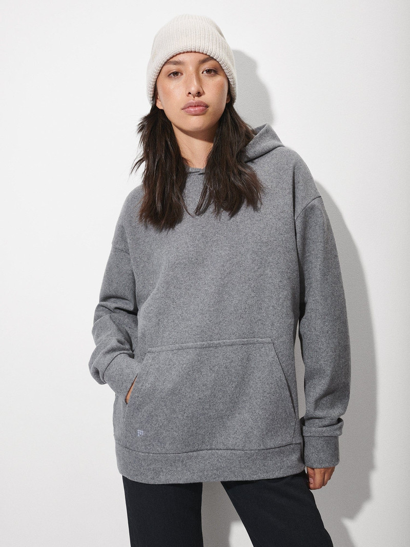 PANGAIA Womens Recycled Wool Jersey Hoodie - Volcanic Grey outlook