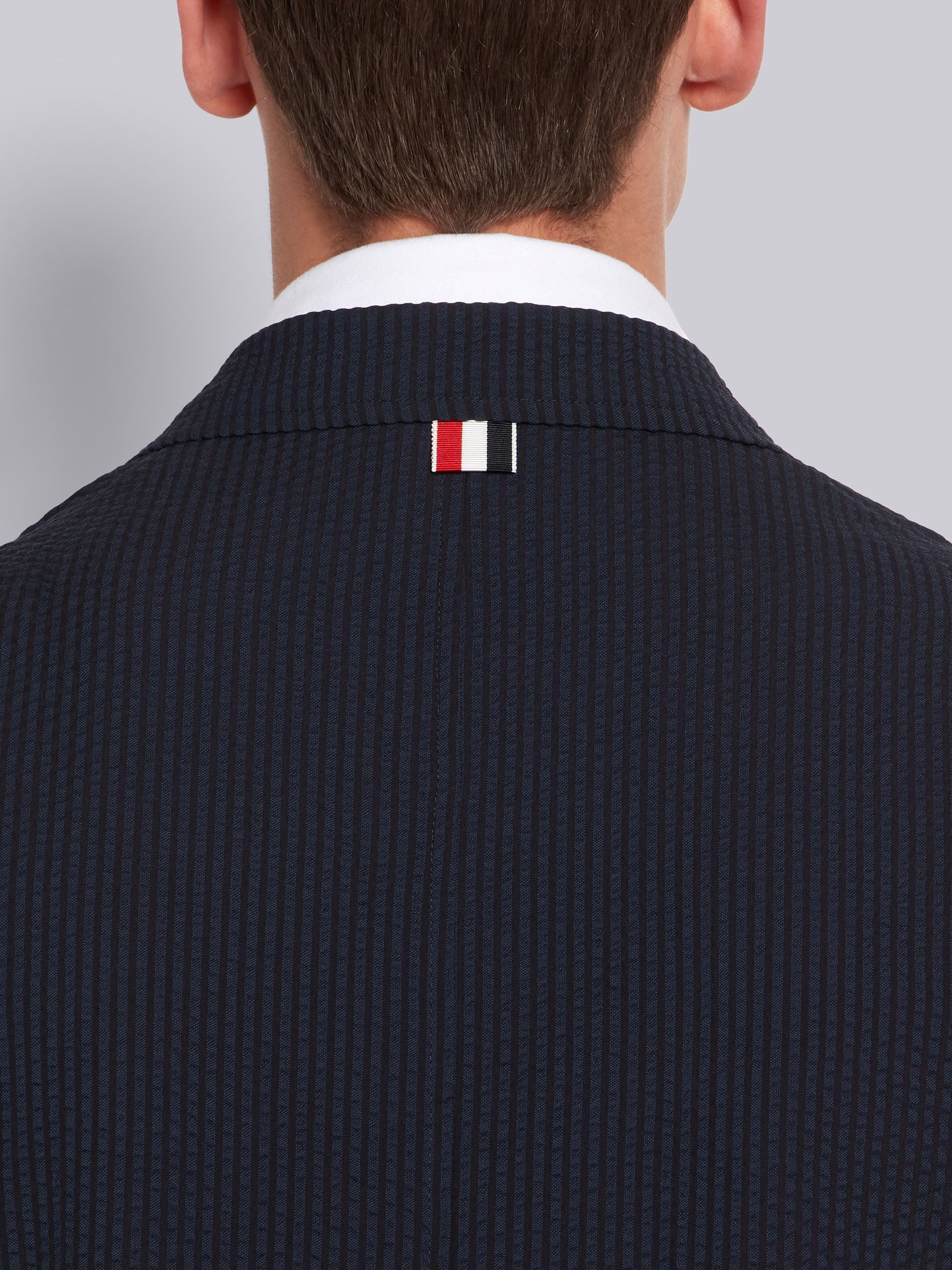 Navy Seersucker RWB Stripe Sack Sport Coat - 5