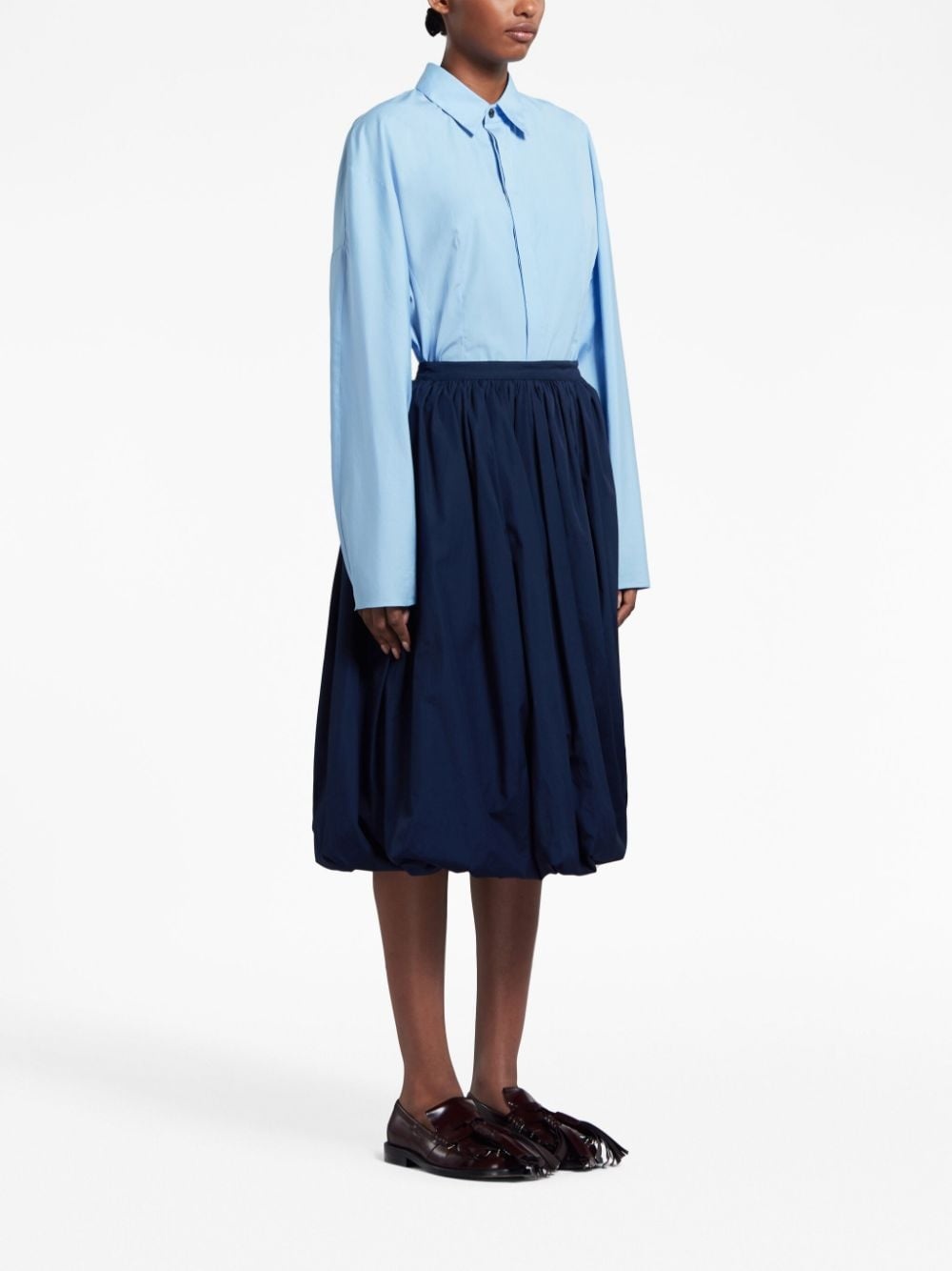 puffball-hem pleated midi skirt - 3