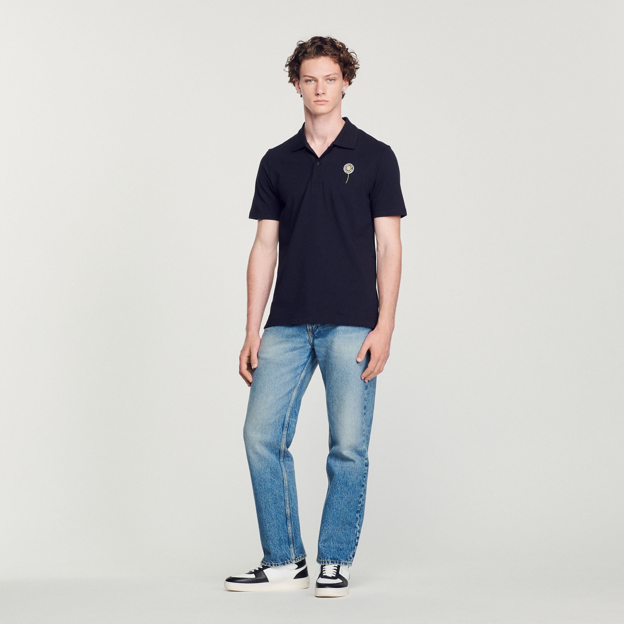 Embroidered dandelion polo shirt - 3