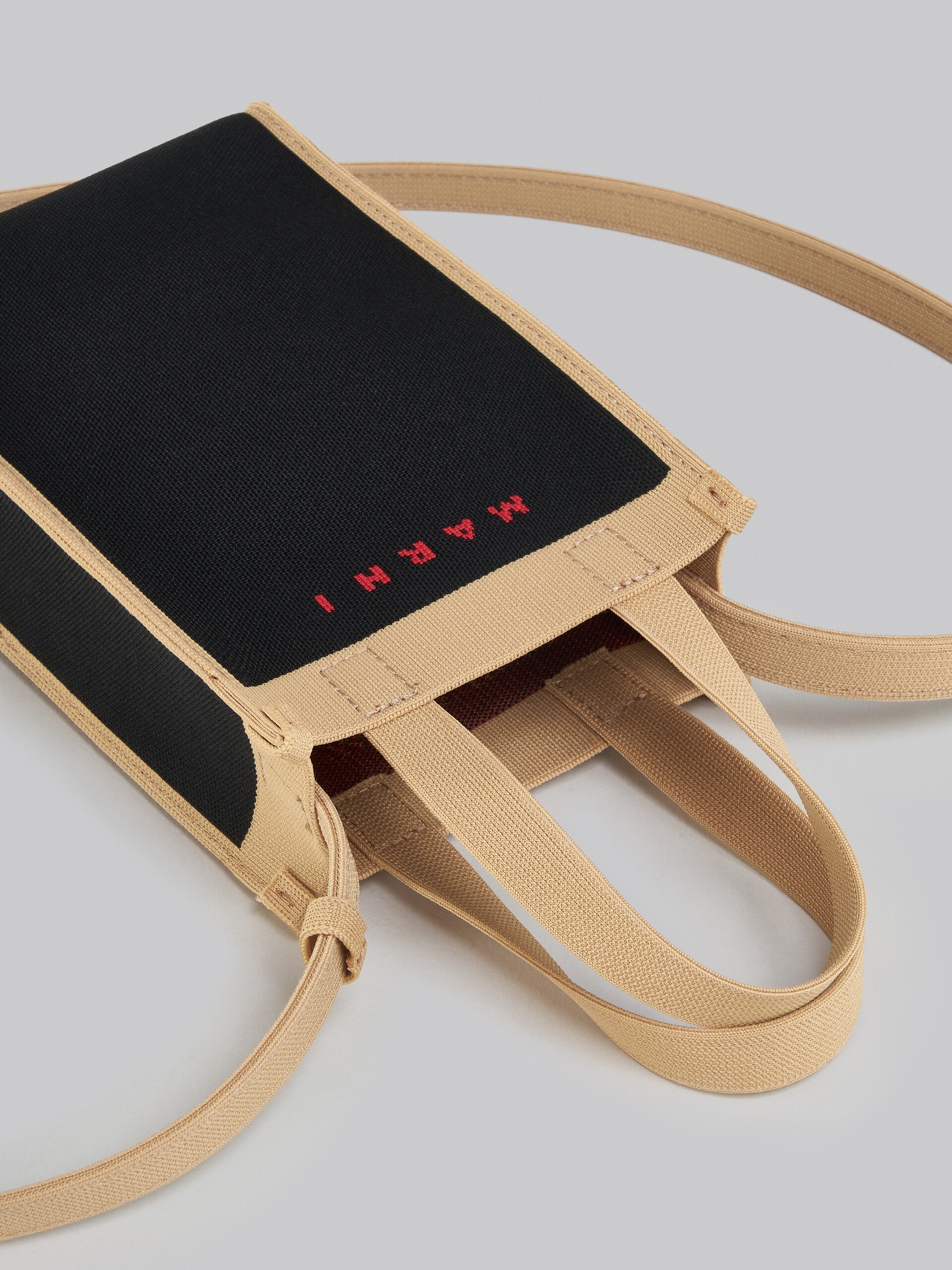 BLACK AND BEIGE JACQUARD MINI SHOULDER BAG 5