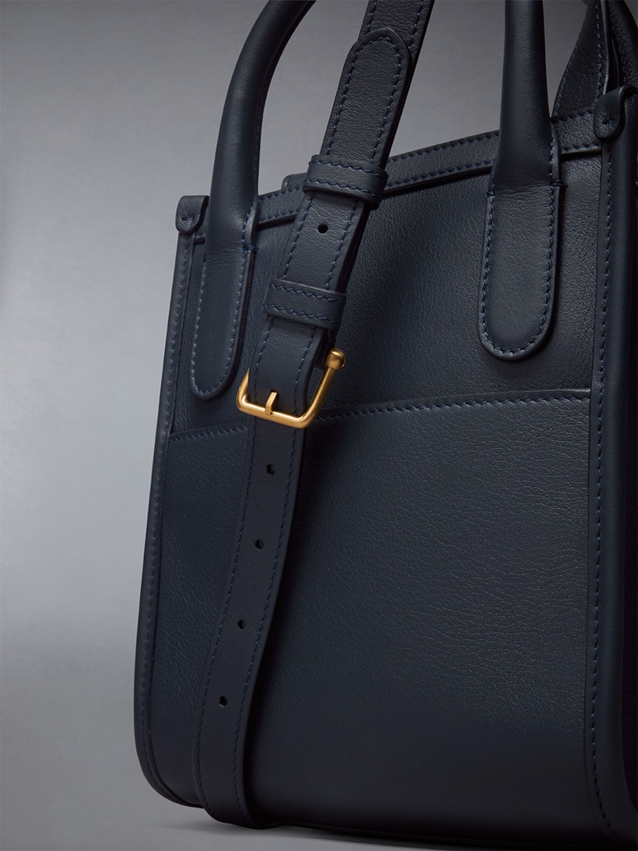 Vertical Mini Tote W/ 4 Bar Stripes in Smooth Calf - 6