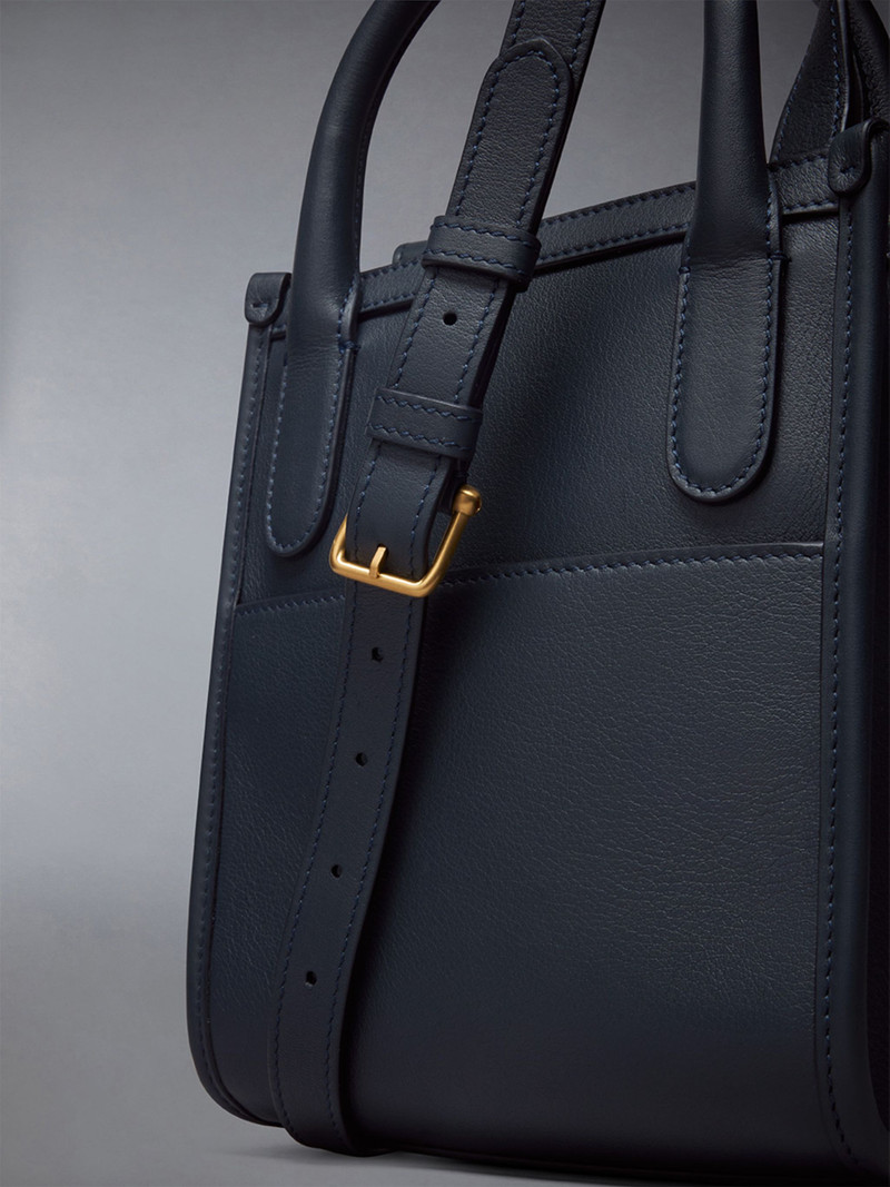 Vertical Mini Tote W/ 4 Bar Stripes in Smooth Calf 6