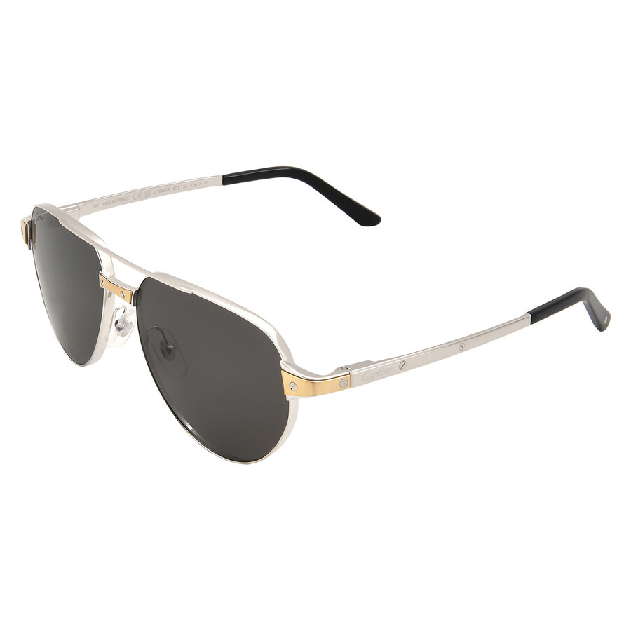 Cartier Santos de Cartier Polarized Smoke Pilot Men's Sunglasses CT0425S 001 59 - 4